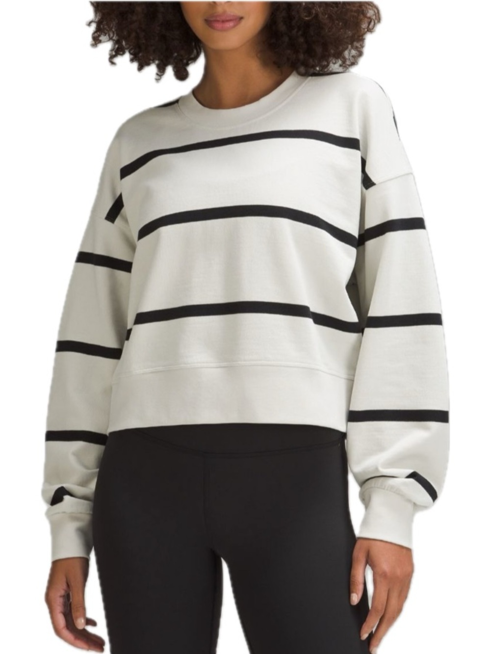 lululemon athletica Ivory & Black Striped Crewneck Sweatshirt
